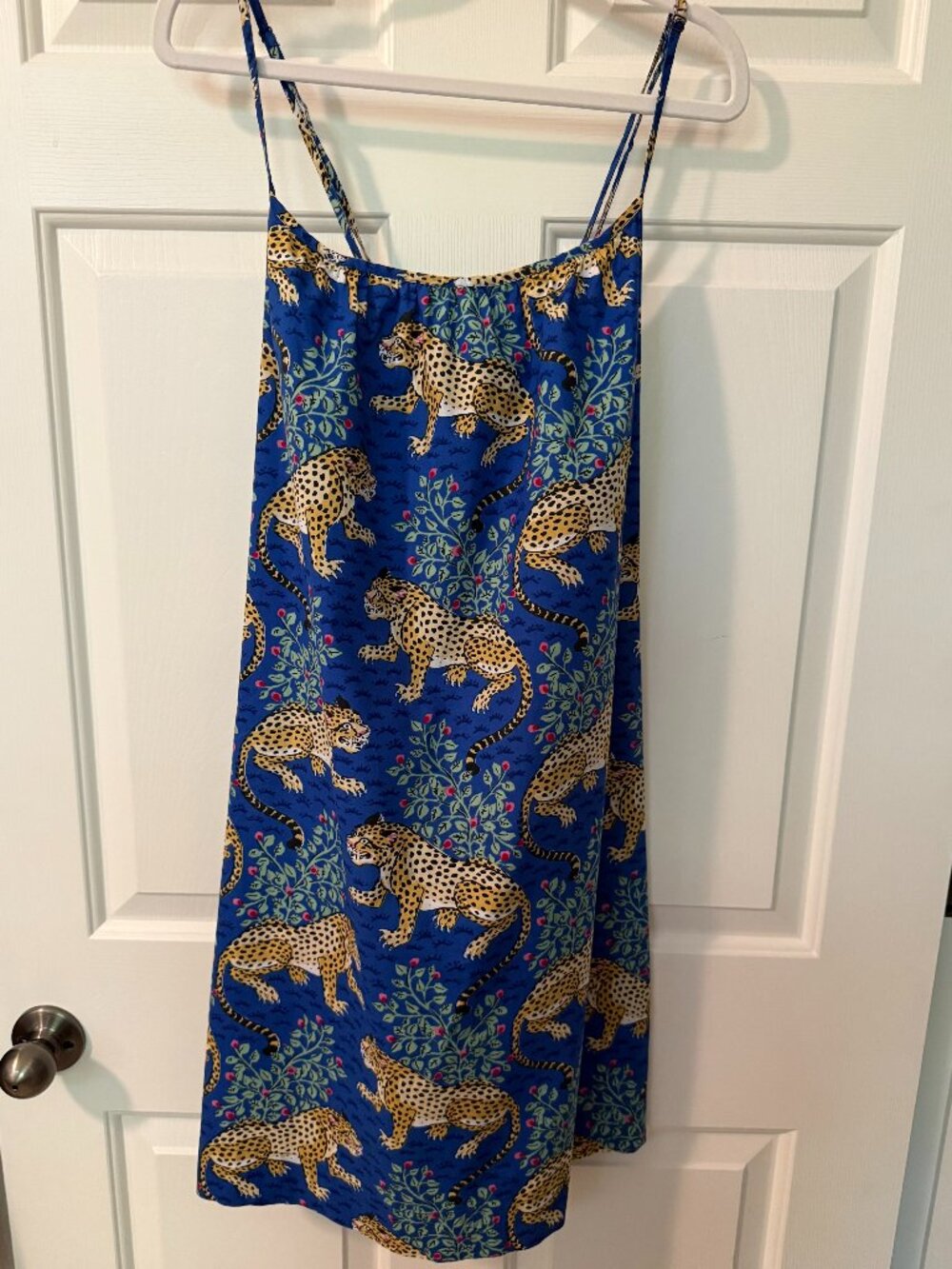 Printfresh Bagheera Leopard Print Cami Sleep Dress Nightgown Blue - Size L